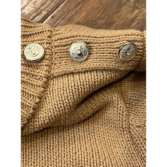 CeCe XL Stripe Shoulder Gold Button Sweater In Cappuccino Brown Black Stripes - Picture 5 of 12